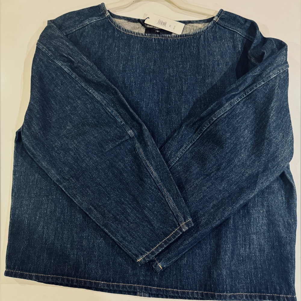 Banana Republic Harlow balloon sleeve Italian boxy denim top - size XS - Picture 5 of 9